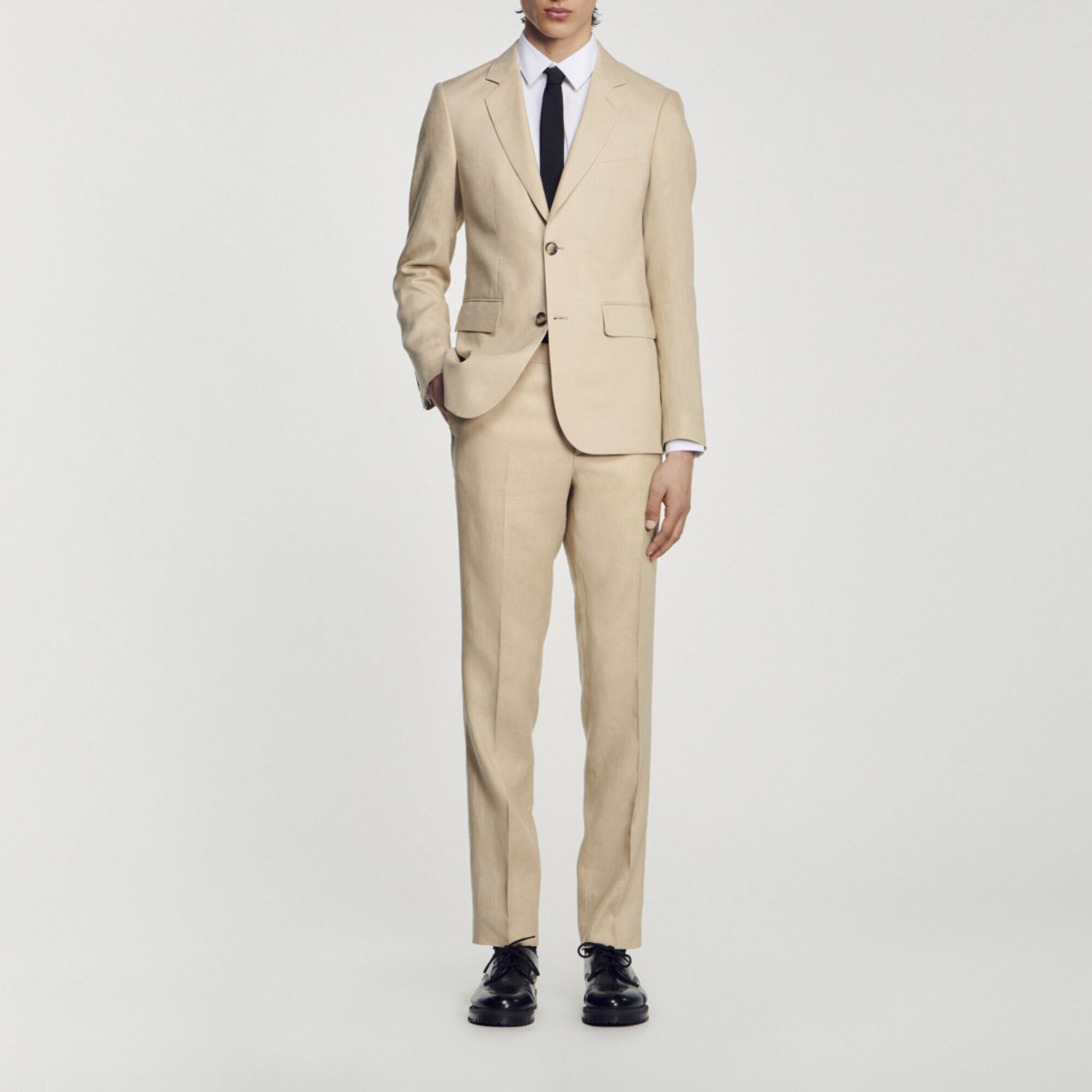 Linen suit jacket white beige for Men Sandro Paris