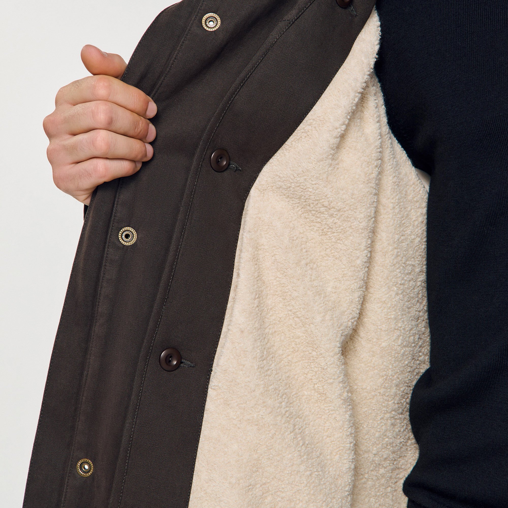 Oversized cotton and wool parka