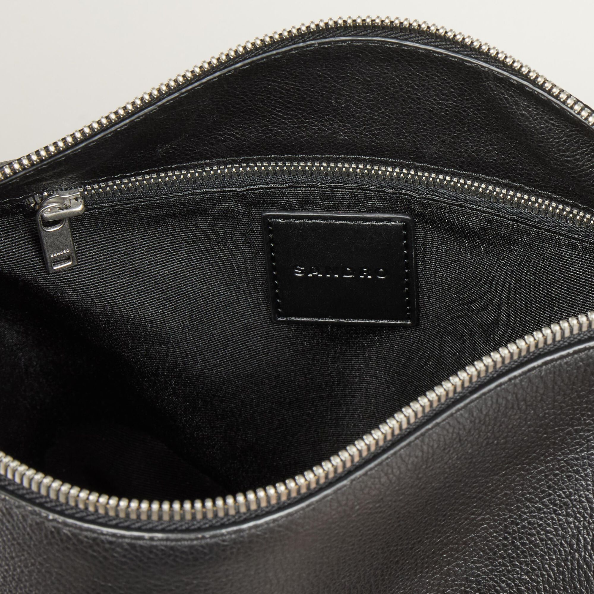 Grained leather satchel