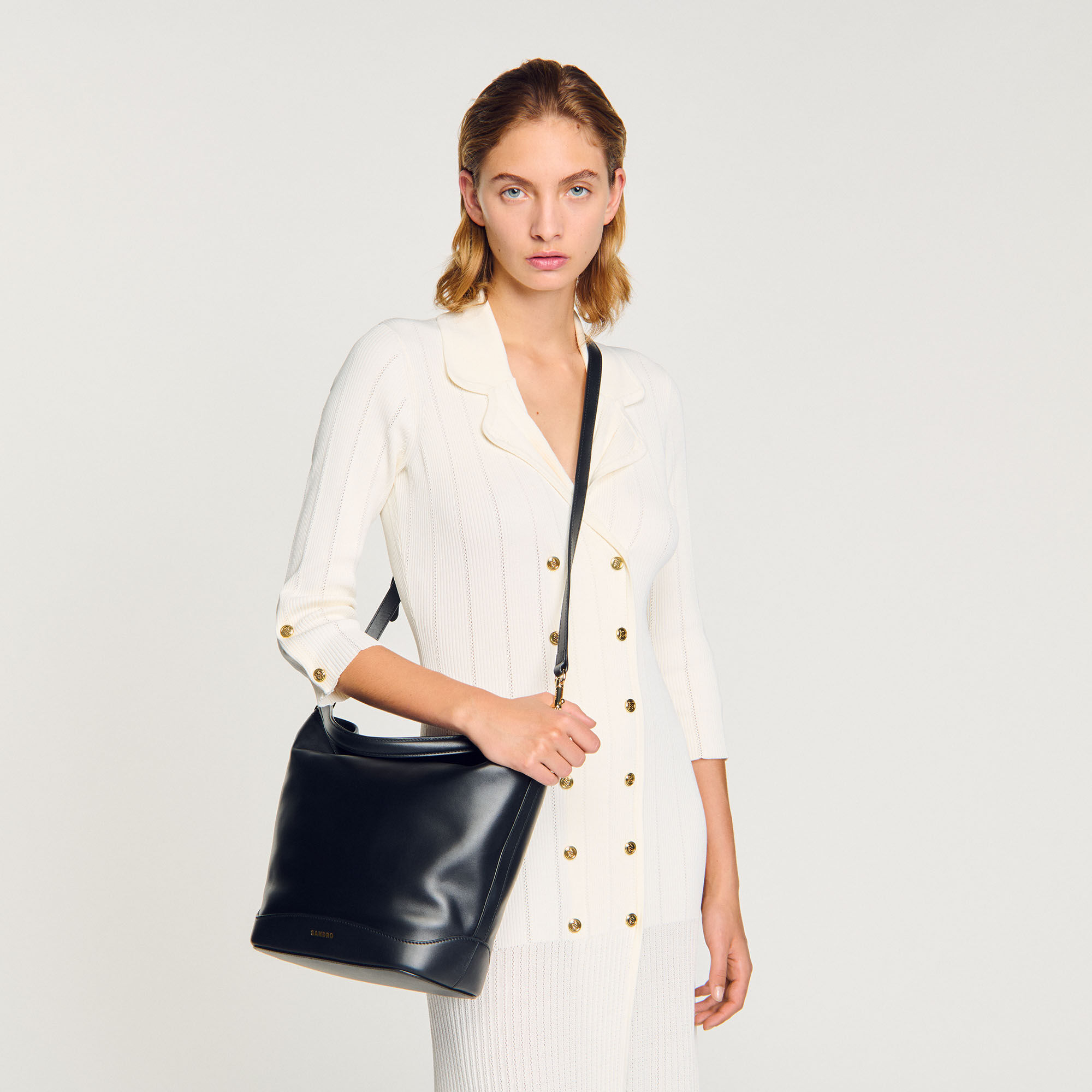 Leather bucket bag