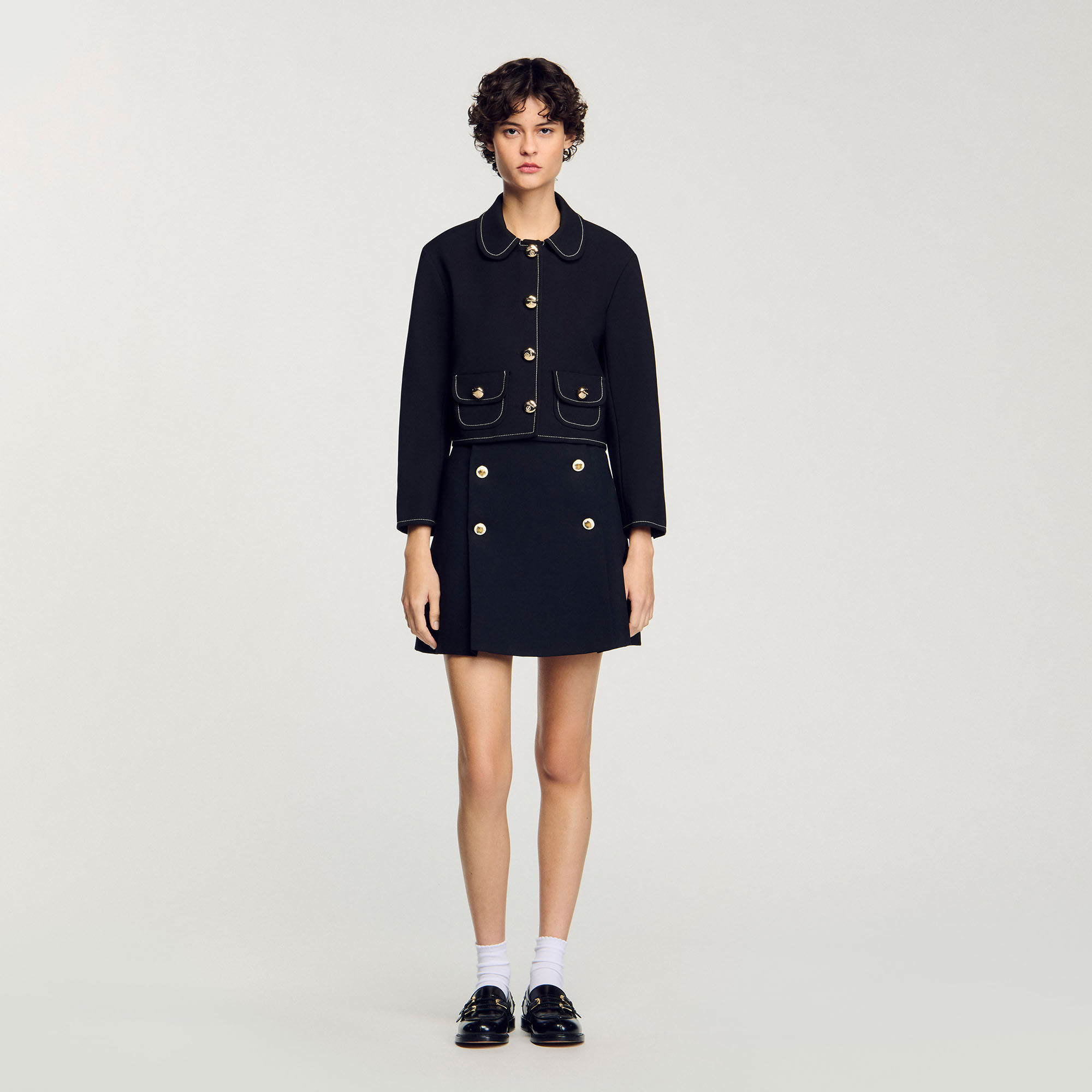 Peter Pan collar cropped jacket
