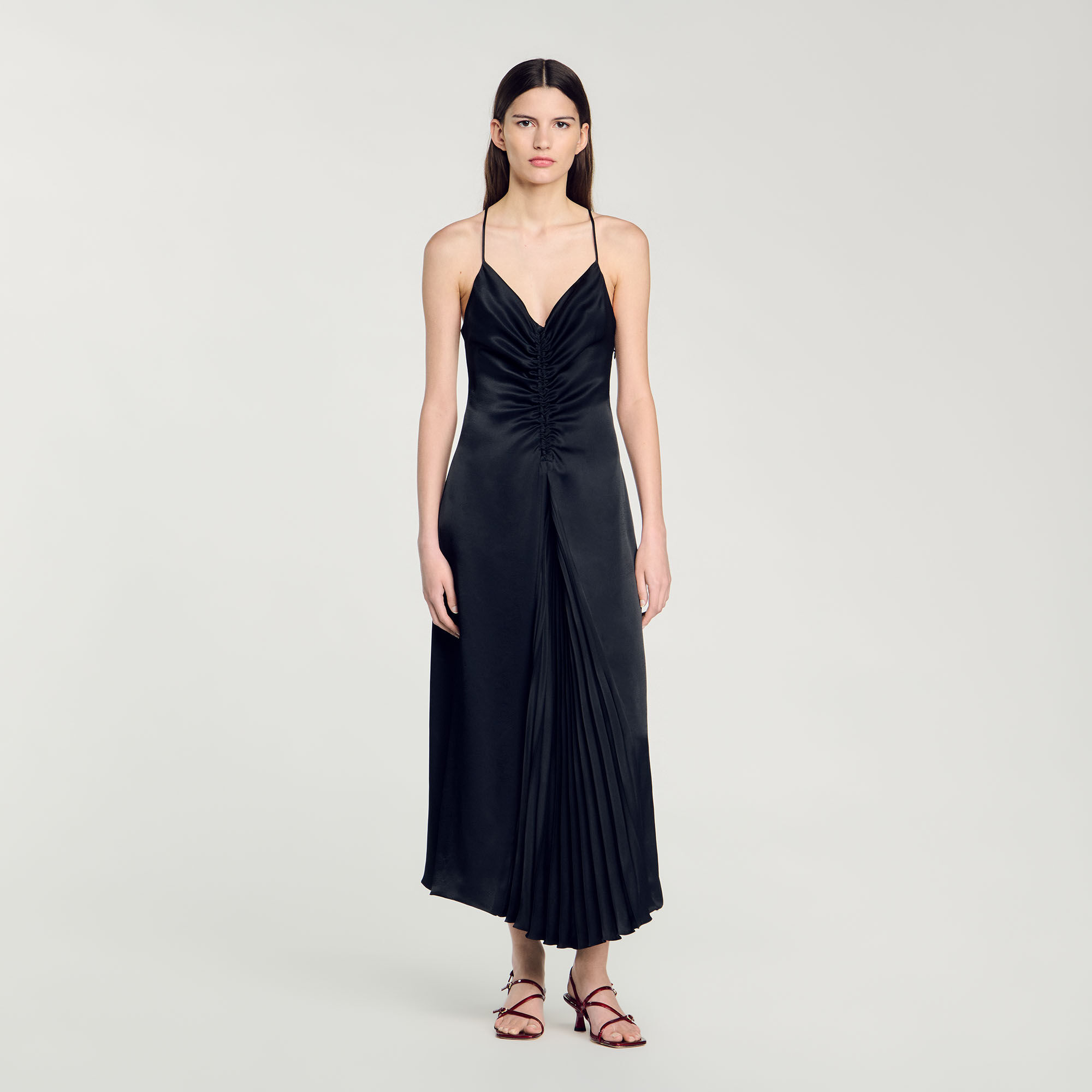 Long satin-effect dress
