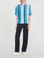 Flowing striped short-sleeved shirt