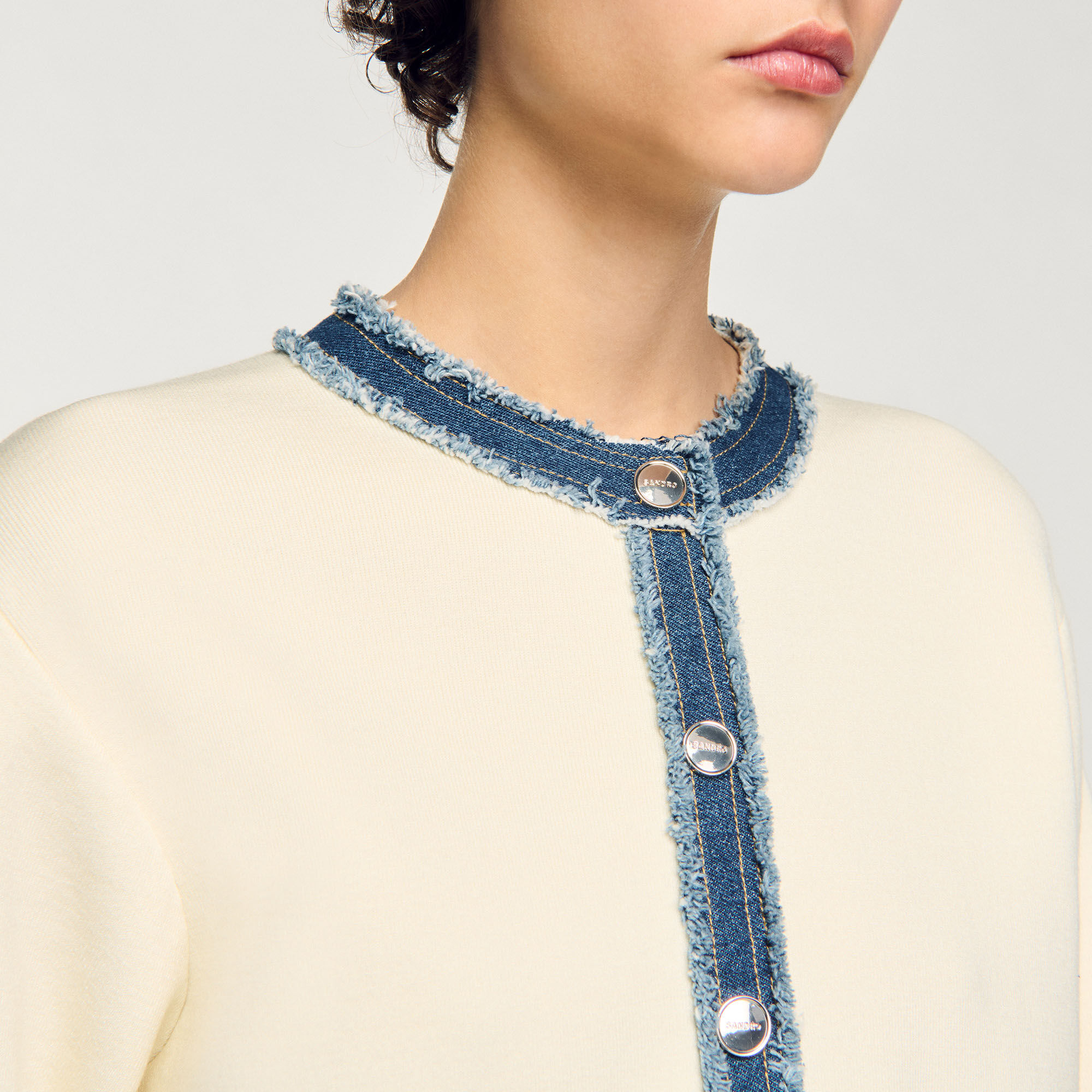 Cardigan with denim details