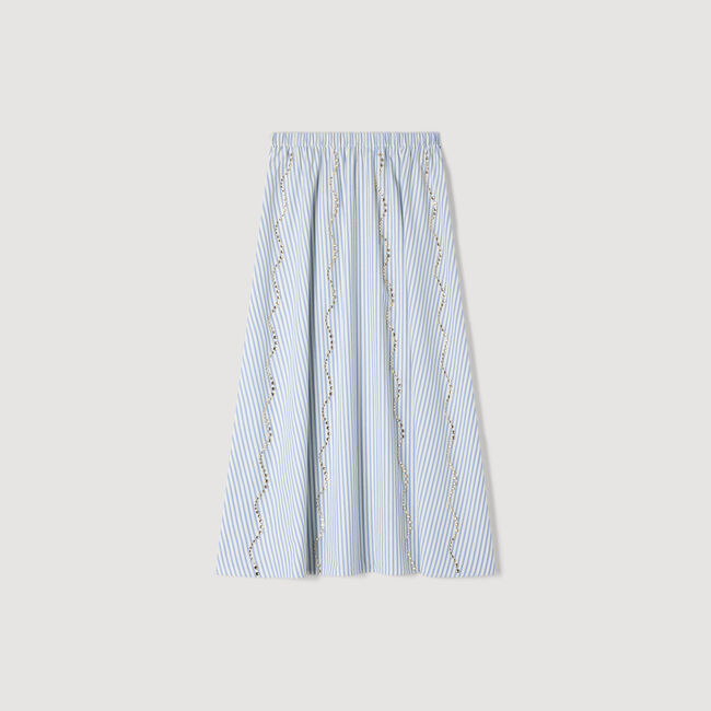 Rhinestone striped long skirt