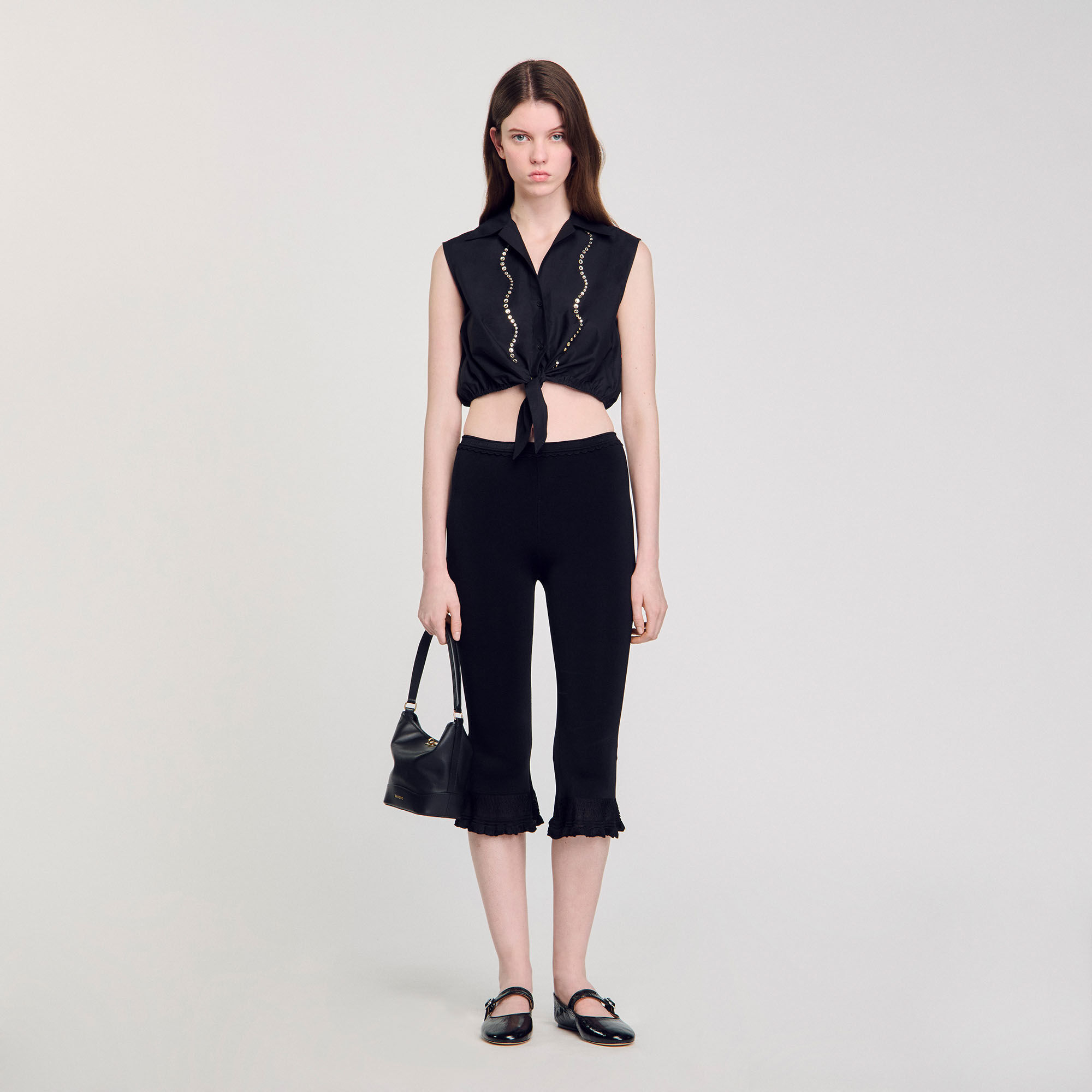 Rhinestone cropped shirt