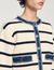 Stripy cardigan with denim details