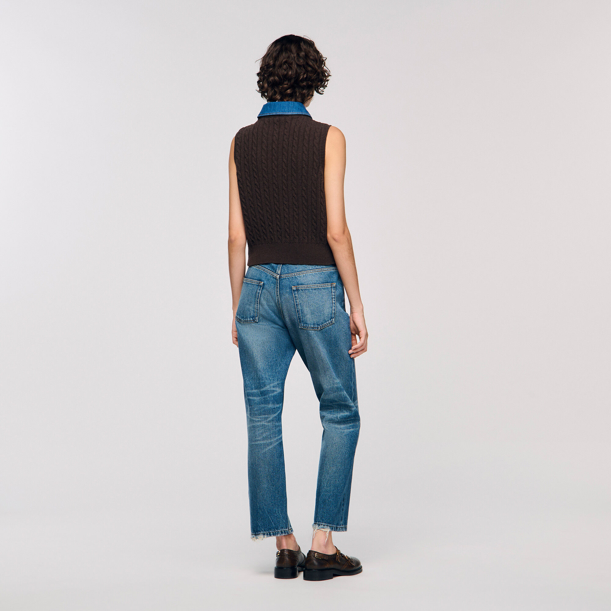 Knit and denim jumper