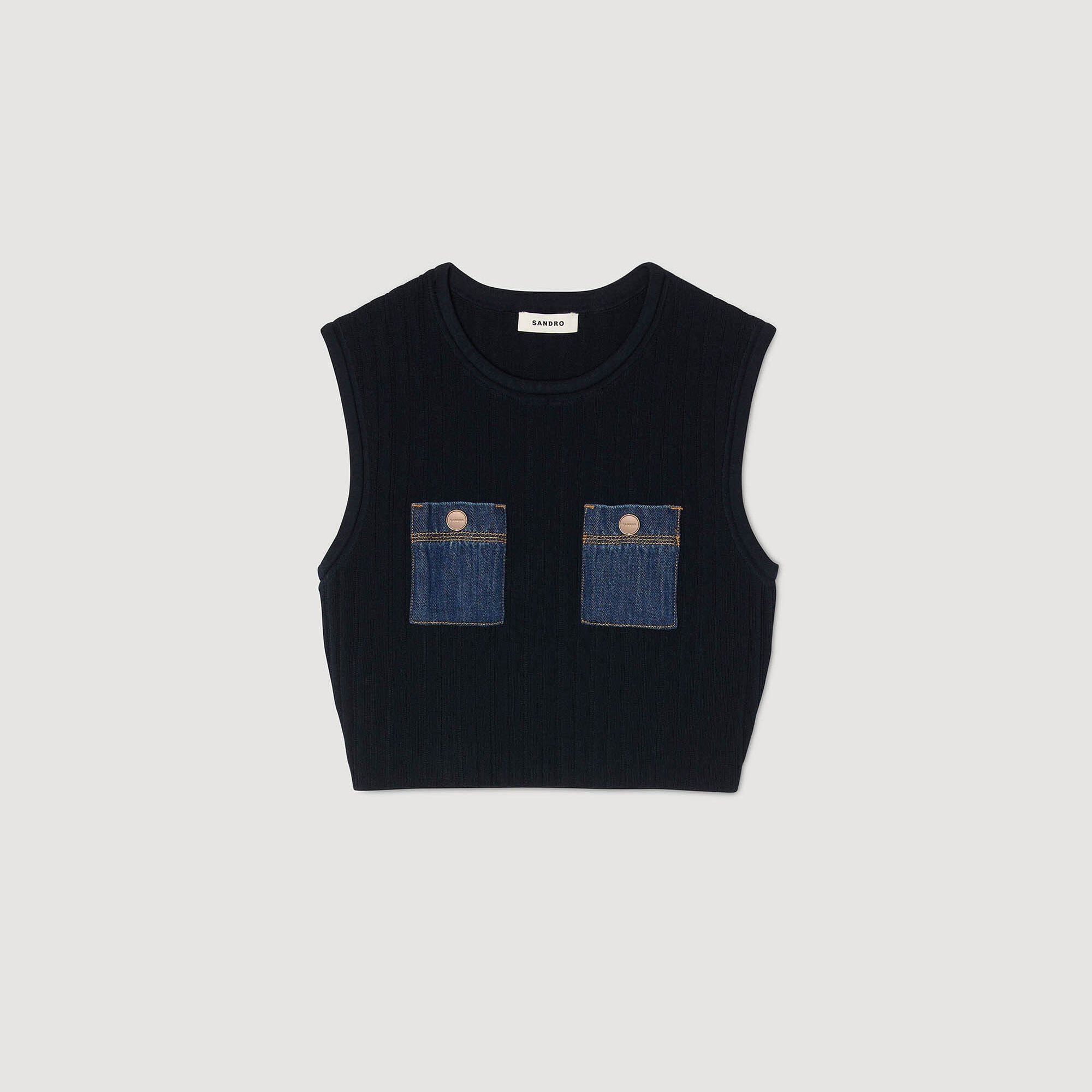 Knit and denim top
