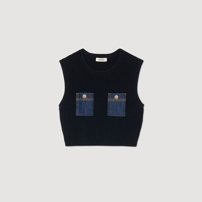 Knit and denim top