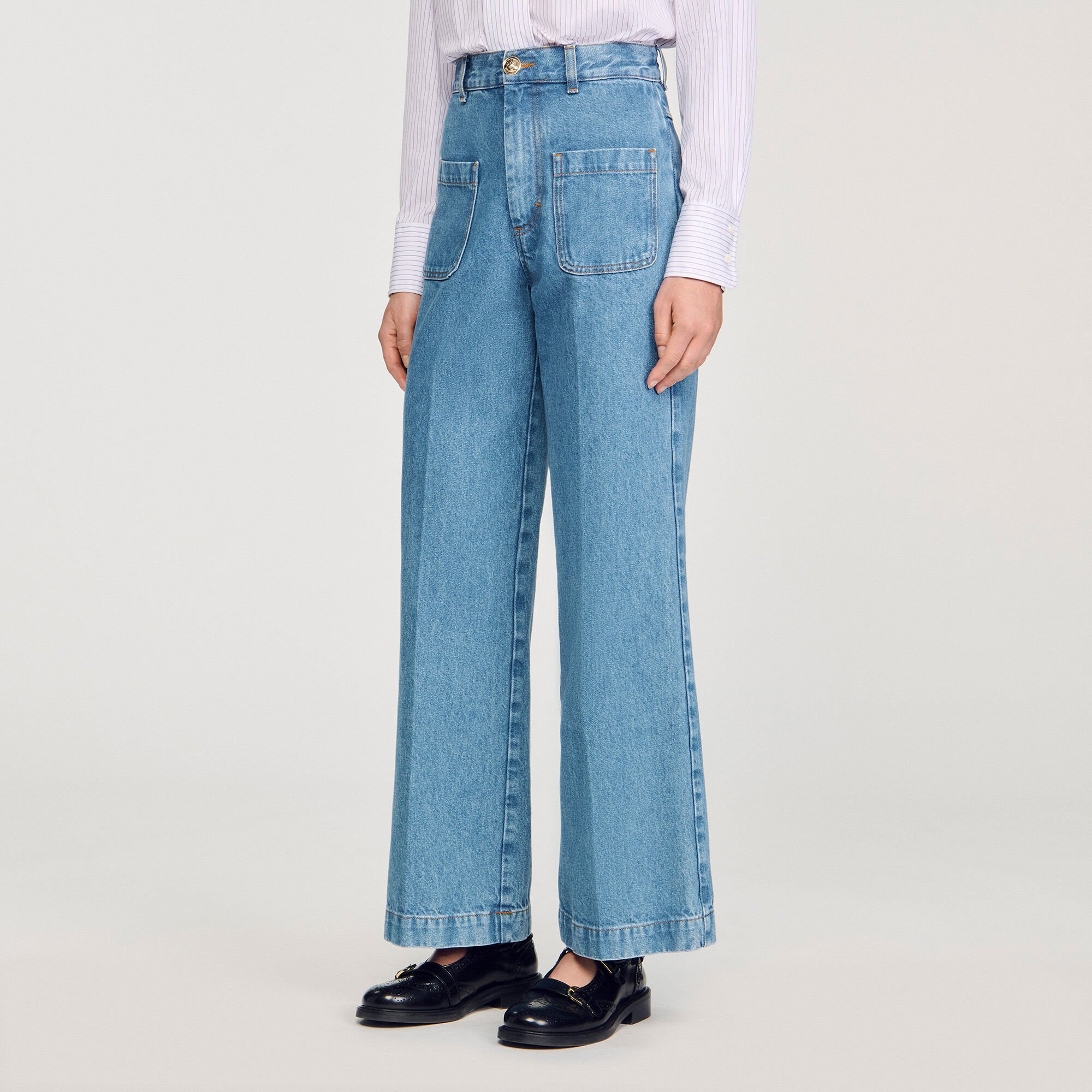Wide-leg high-rise jeans
