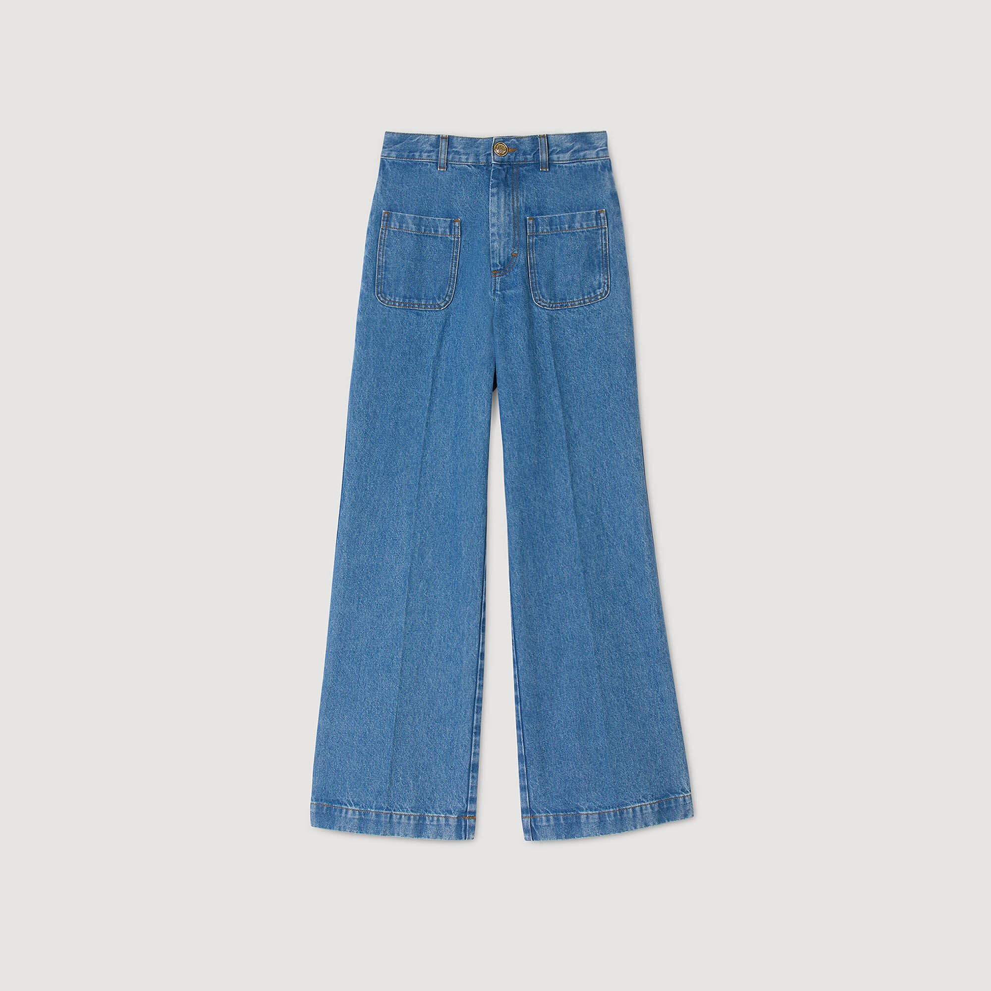 Wide-leg high-rise jeans