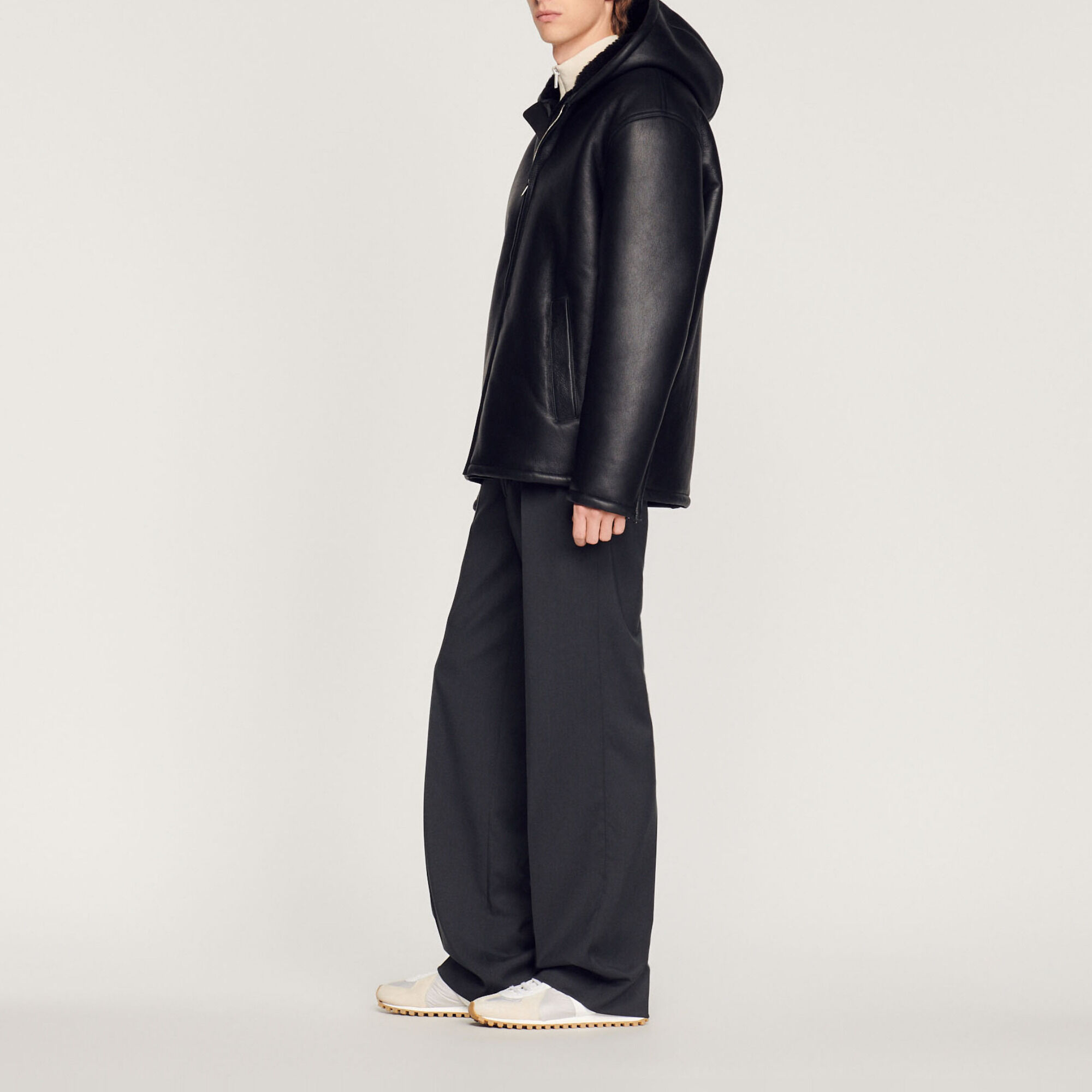 Hooded sheepskin jacket