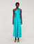 Satin-effect maxi dress with bow