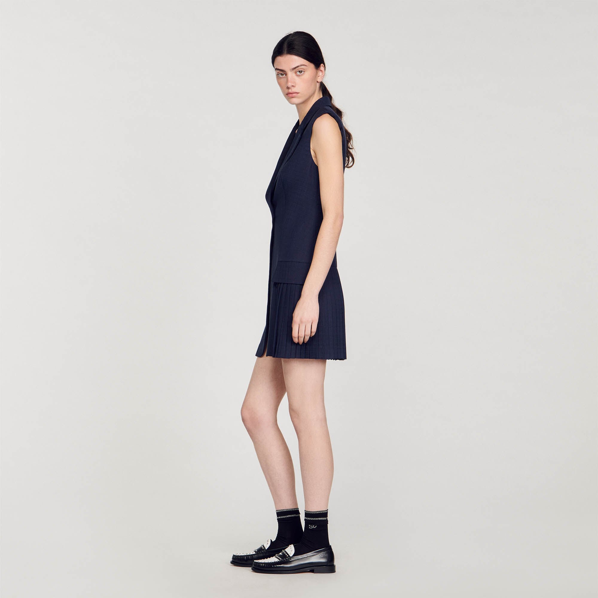 Short pleated suit dress
