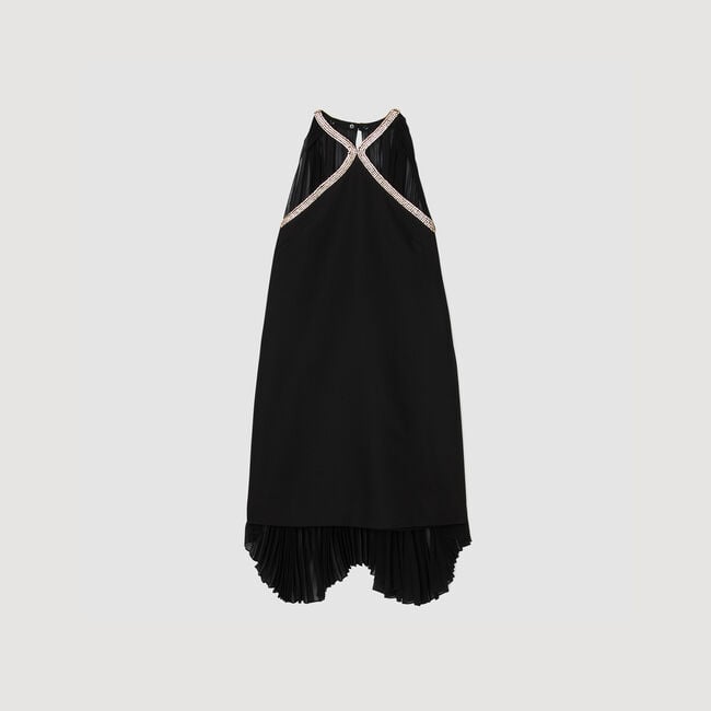 Short cape dress with rhinestones
