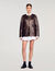 Long distressed leather jacket