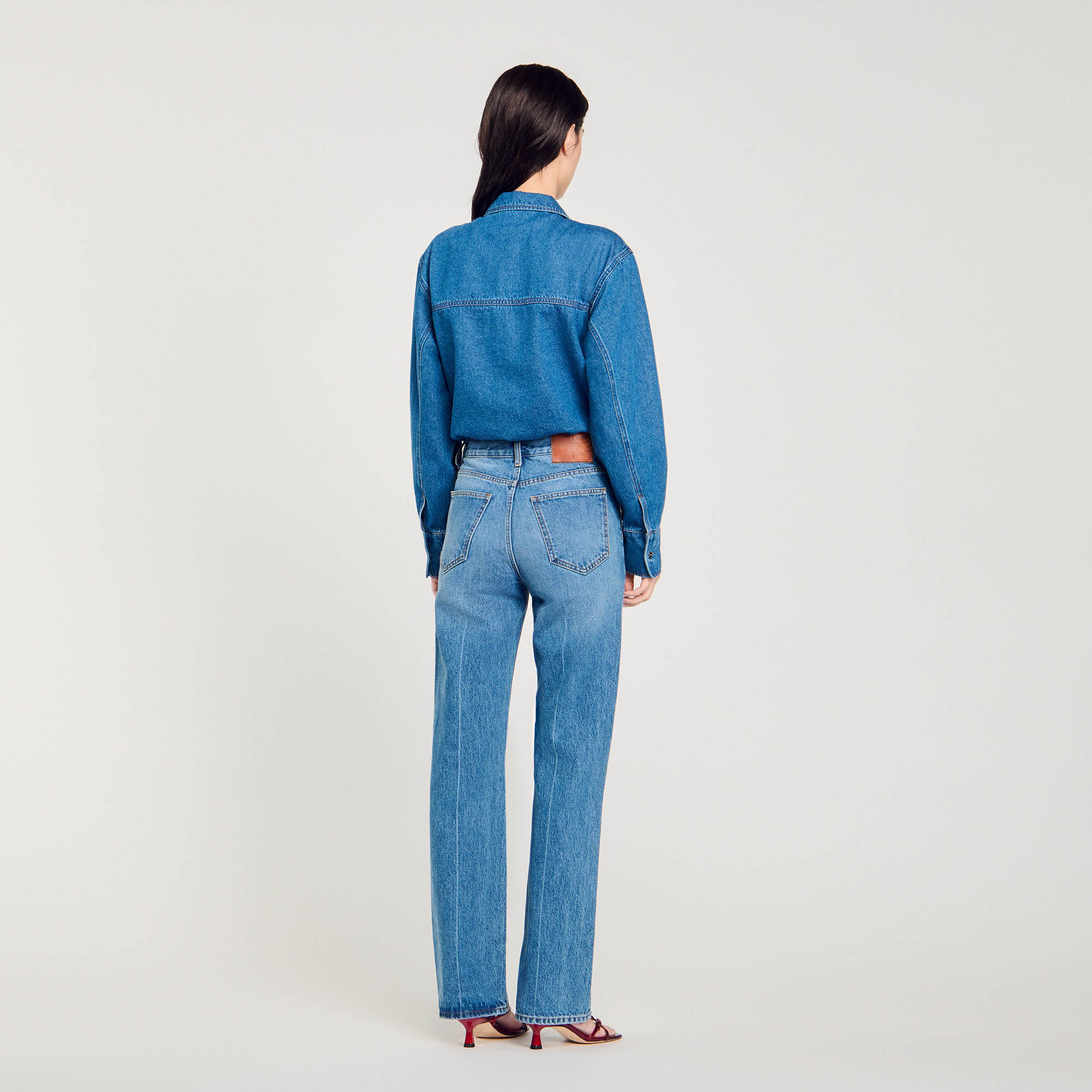 Denim shirt bodysuit