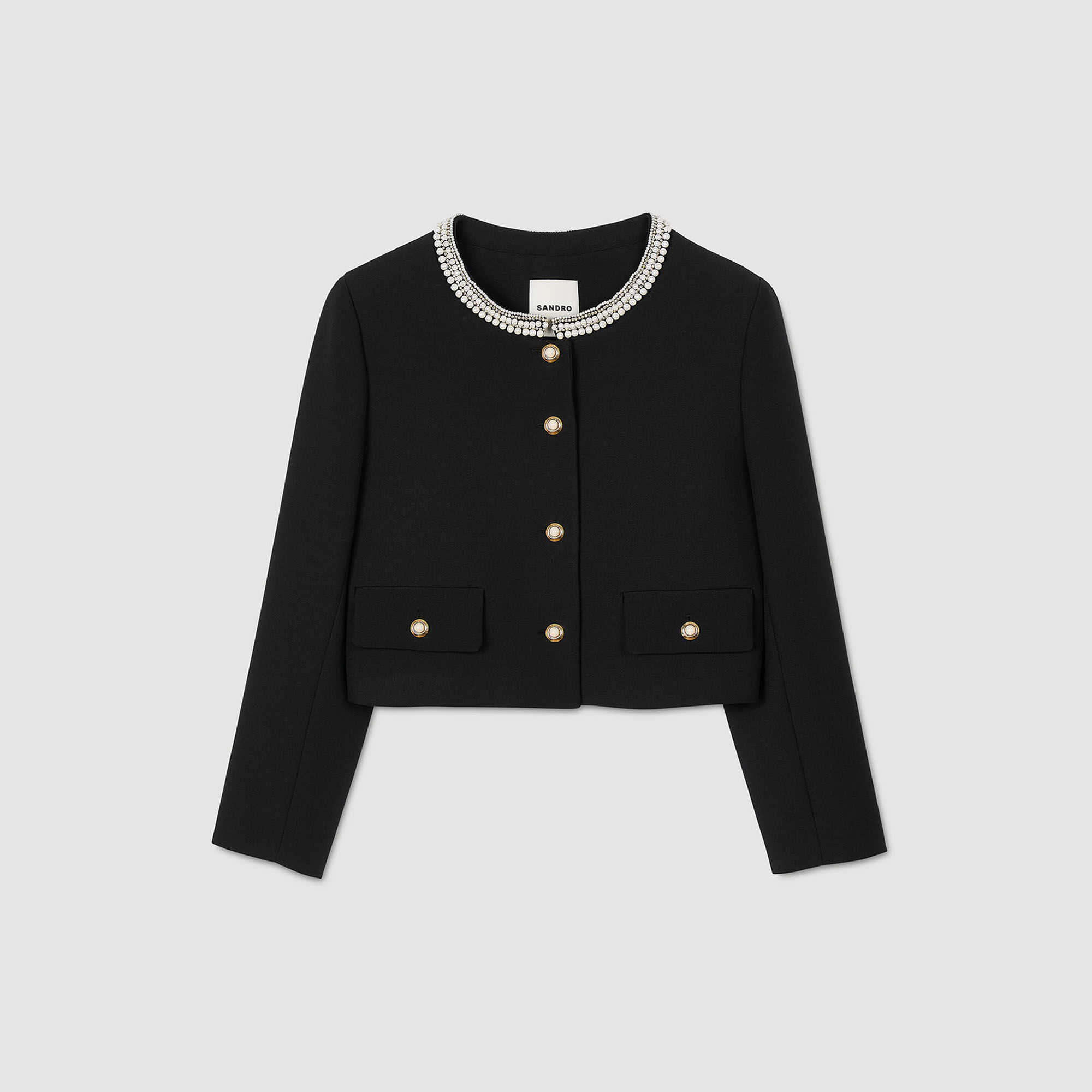 Jacket with beaded collar