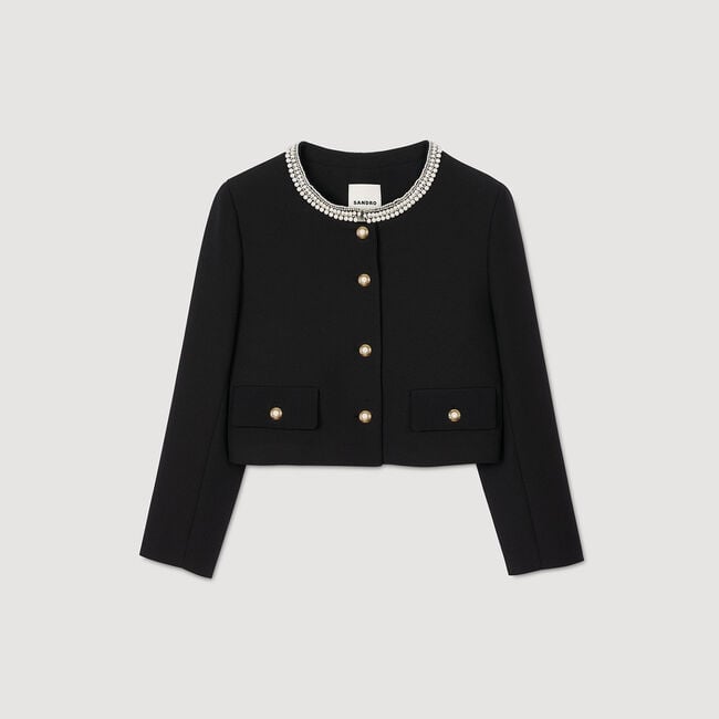 Jacket with beaded collar
