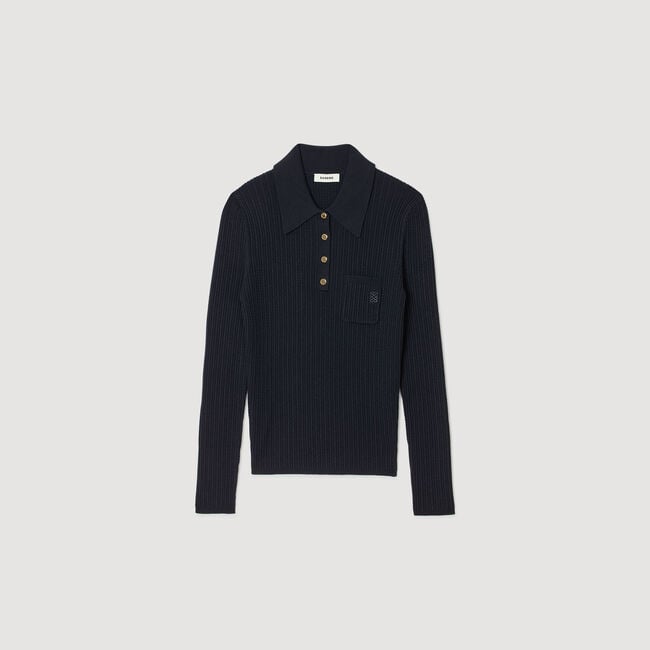 Cable knit polo jumper