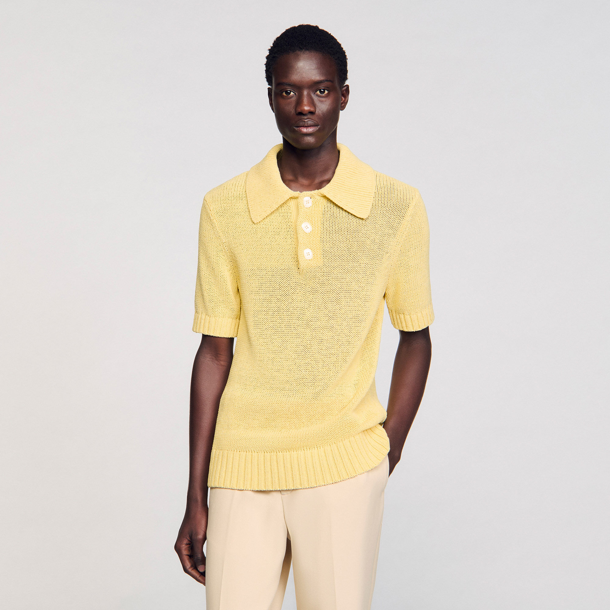 Knit polo shirt