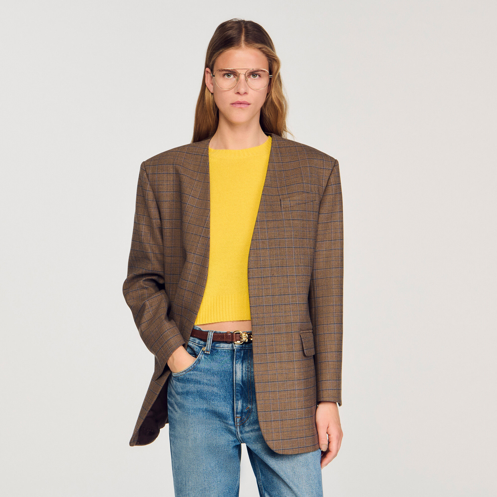 Oversized checked jacket
