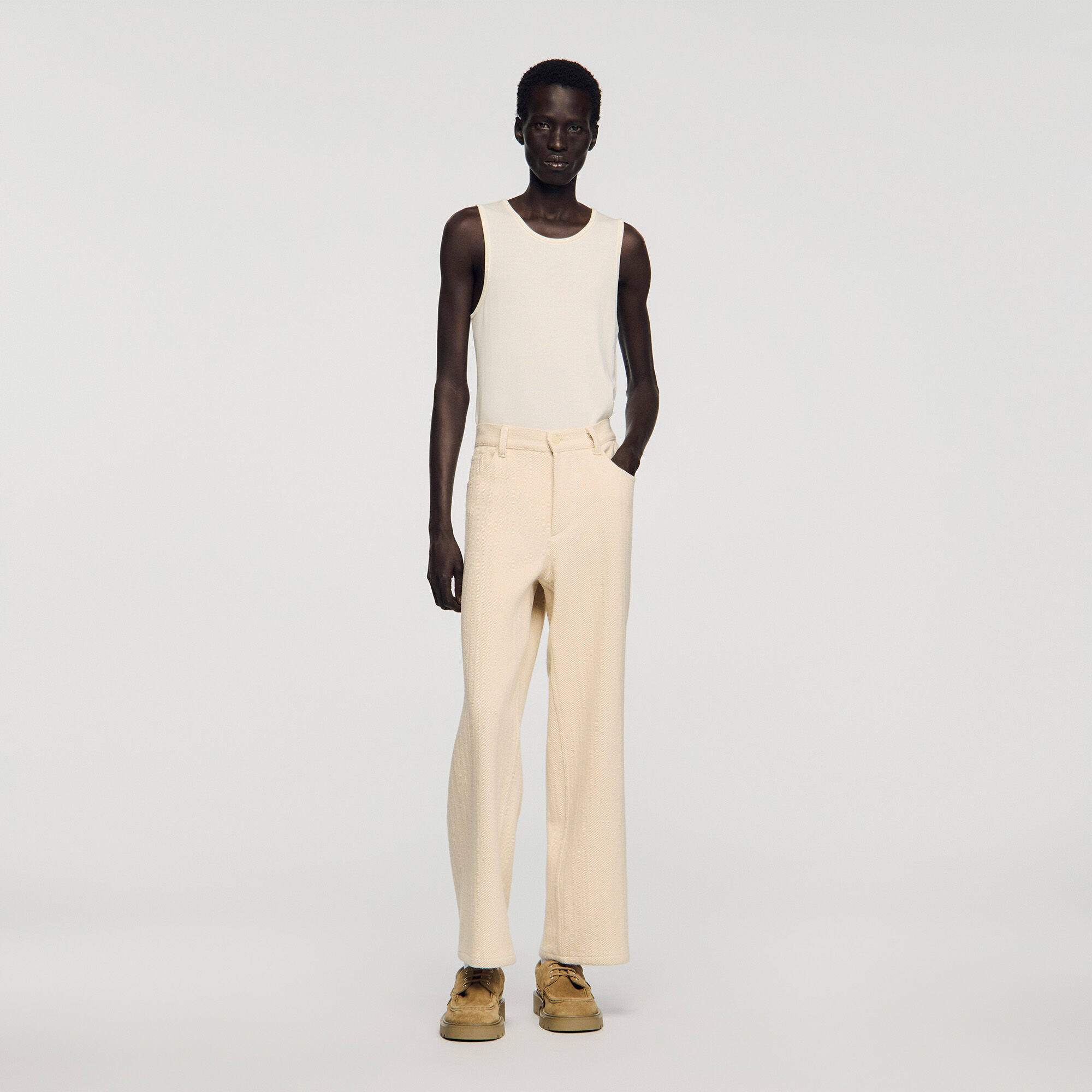 Wide-leg cotton trousers