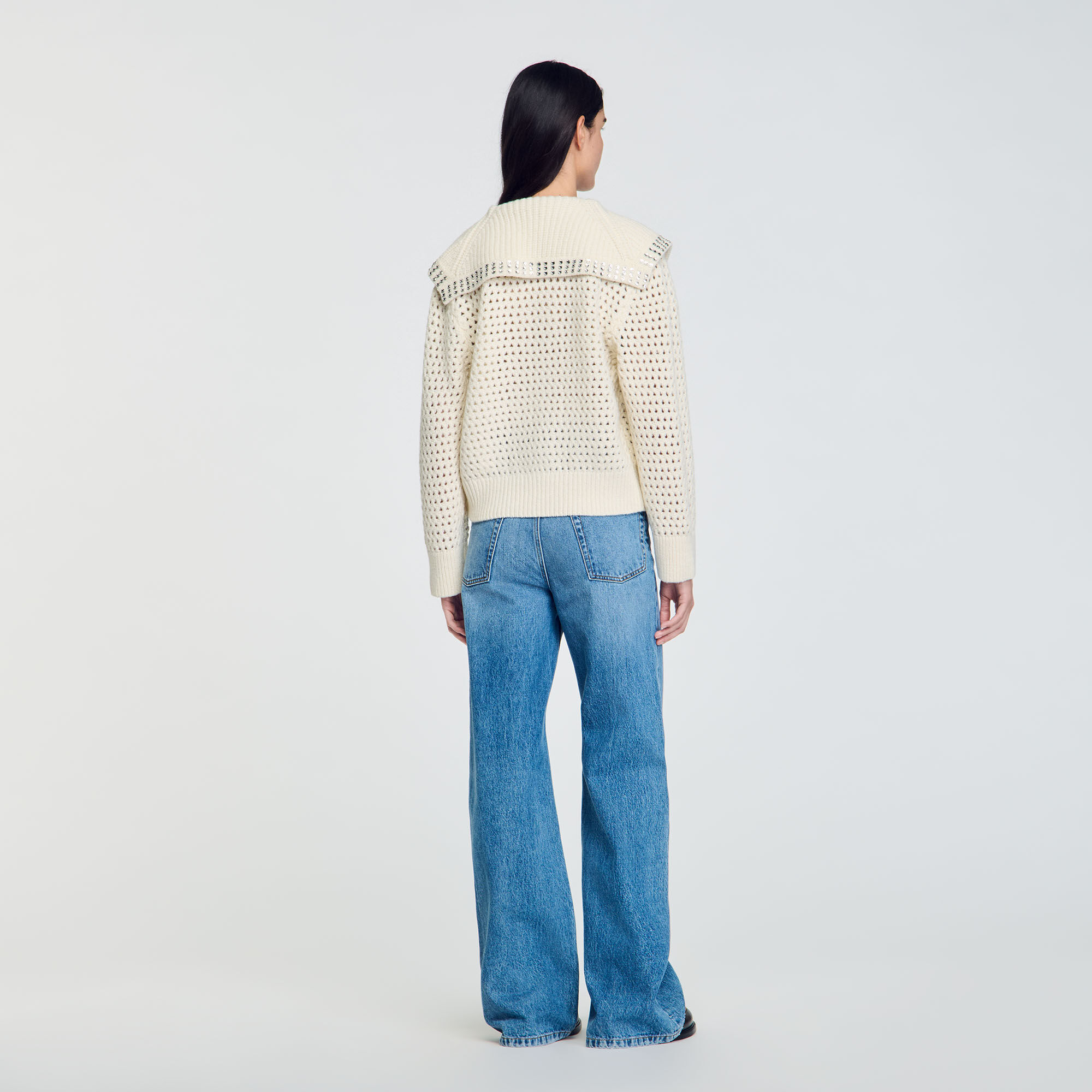 Sailor-neck wool jumper