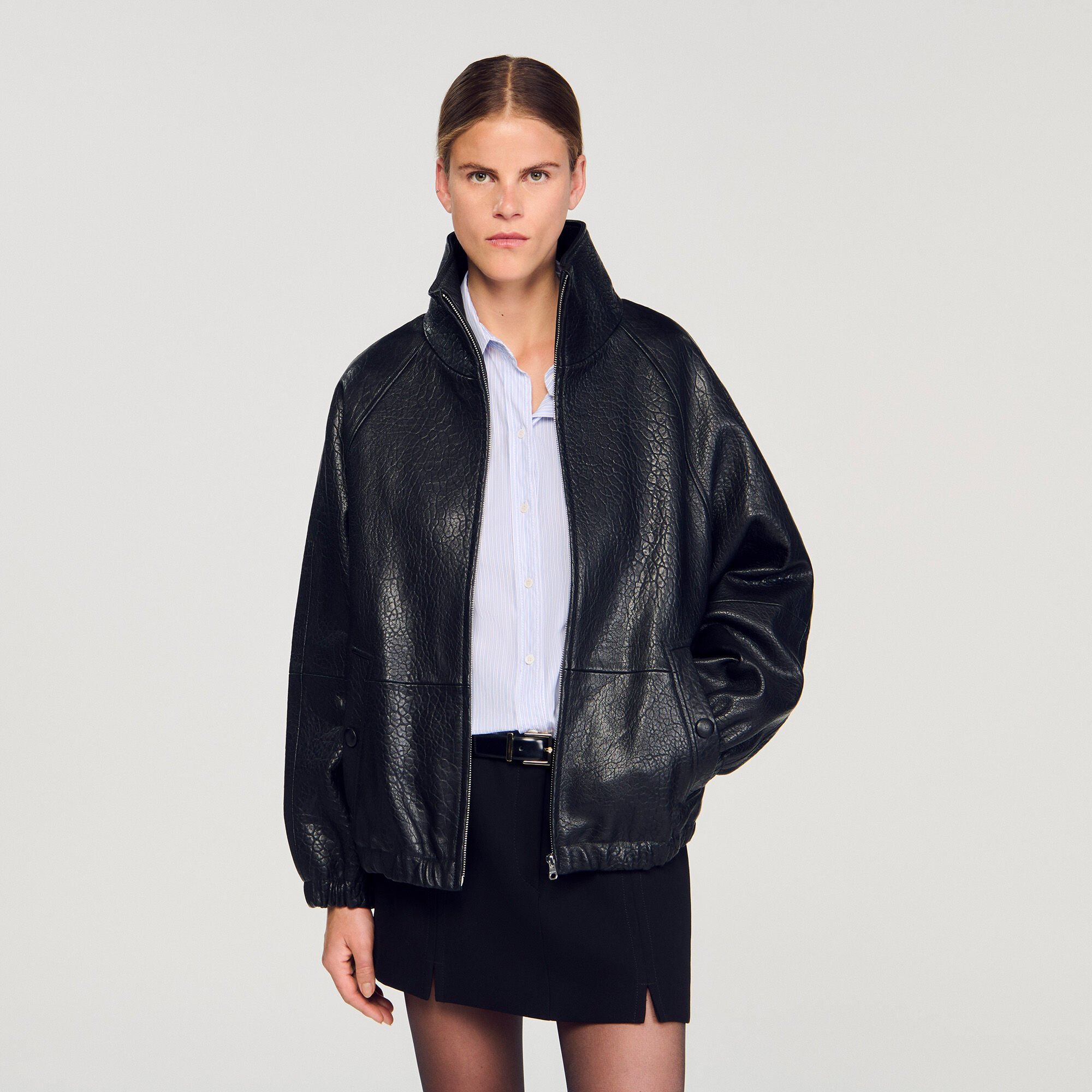 Oversized leather jacket