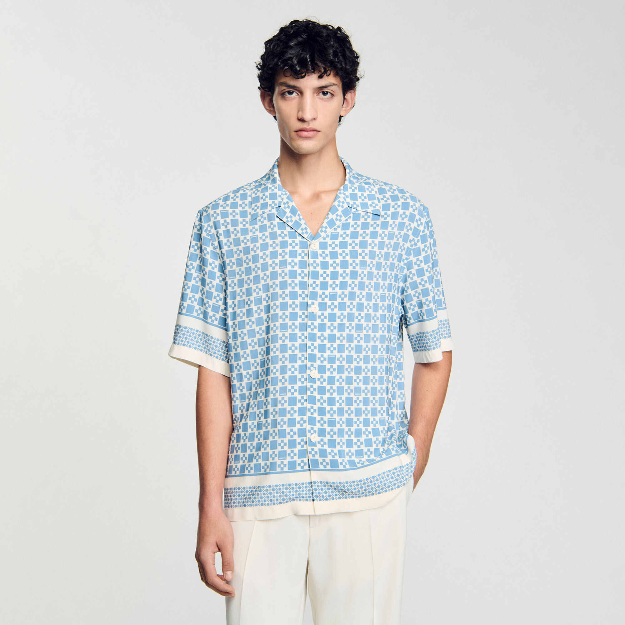 Square Cross motif flowing blouse