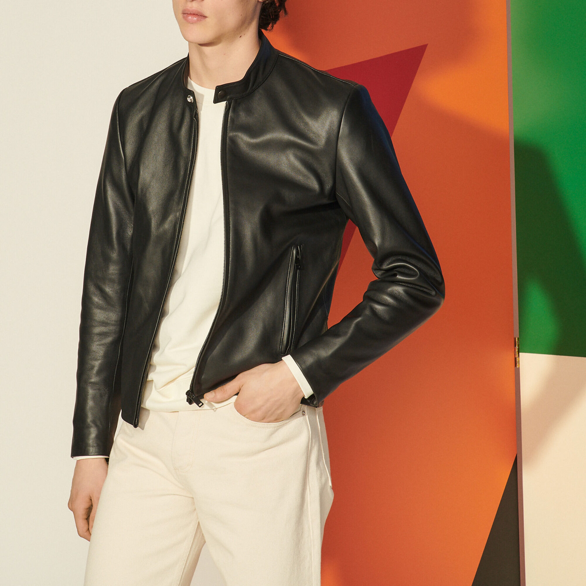 Leather biker jacket