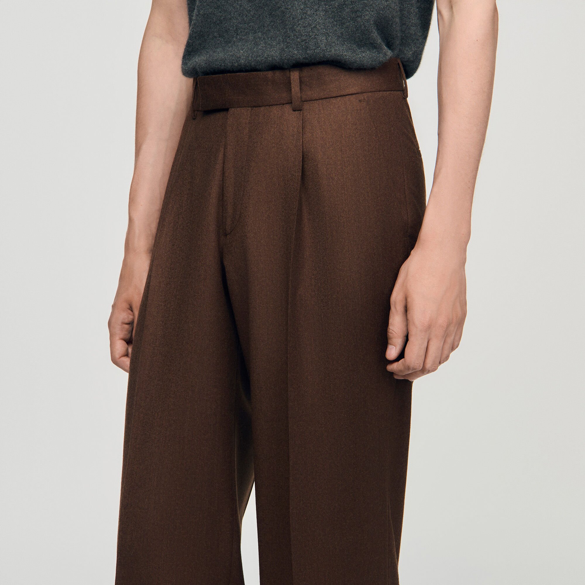Wide-leg wool trousers