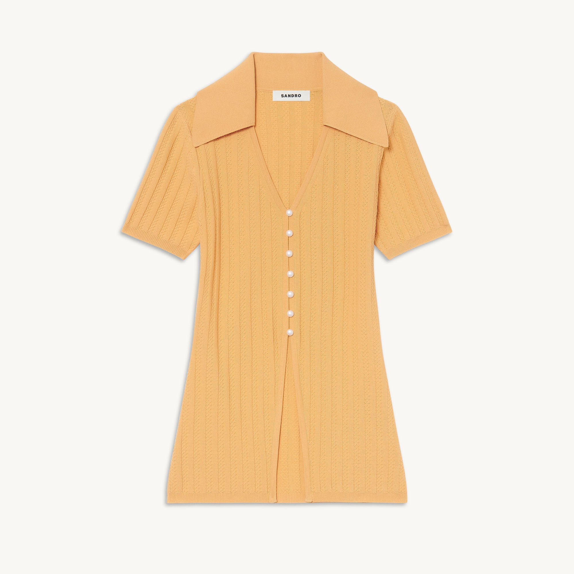 Knit top with pearl buttons