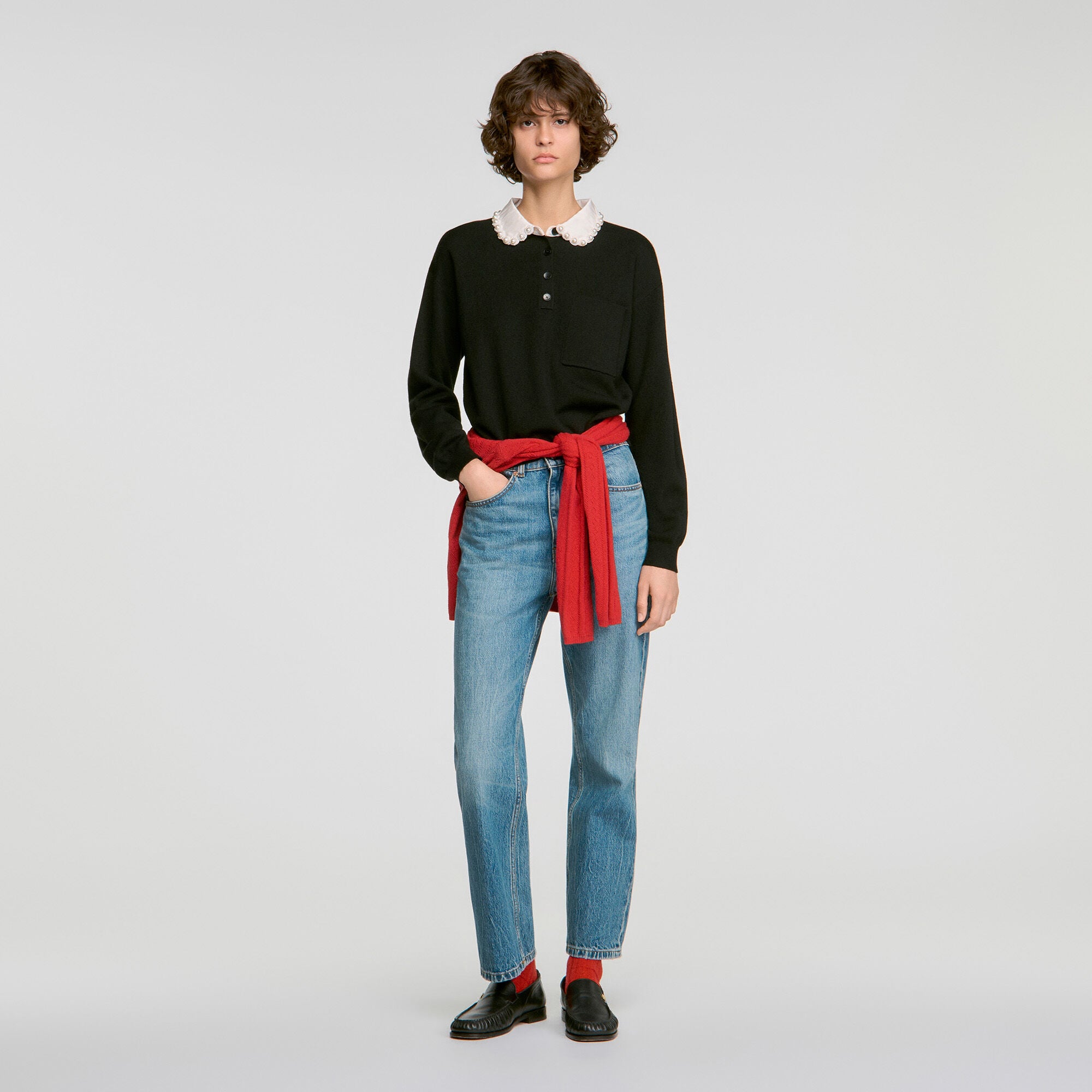 Beaded polo-neck jumper - Women | Sandro