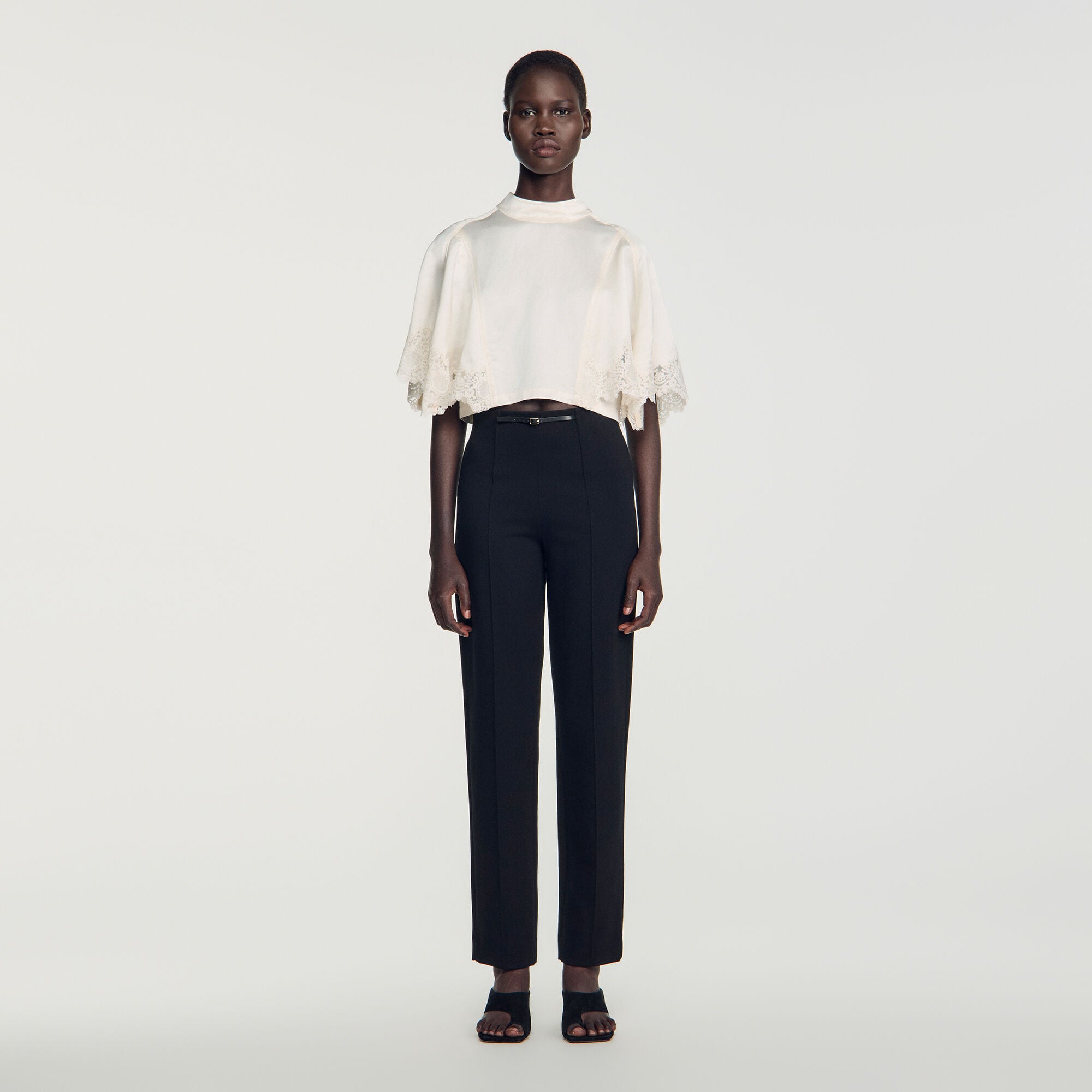 Stretch straight-leg trousers