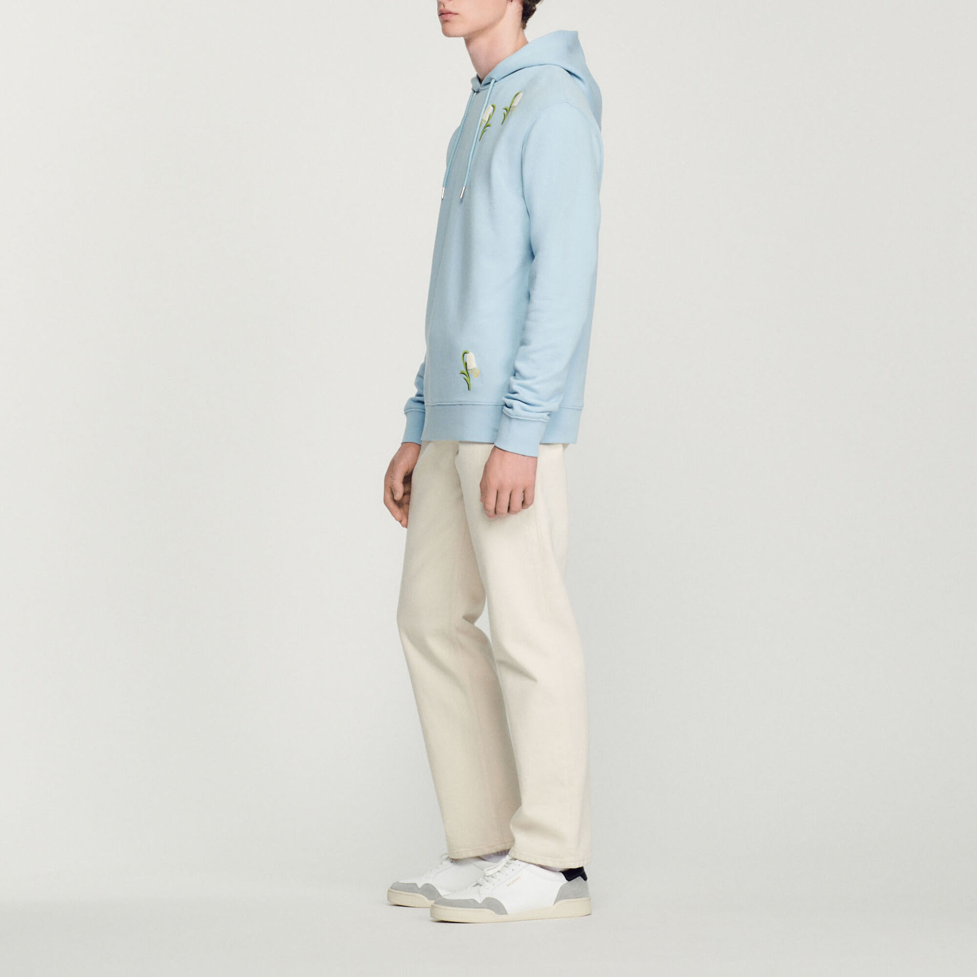Embroidered lily of the valley hoodie