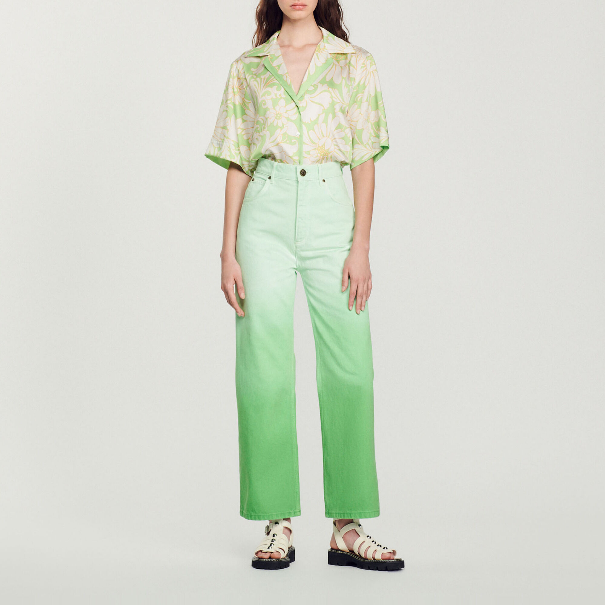 Straight-leg gradient-effect jeans