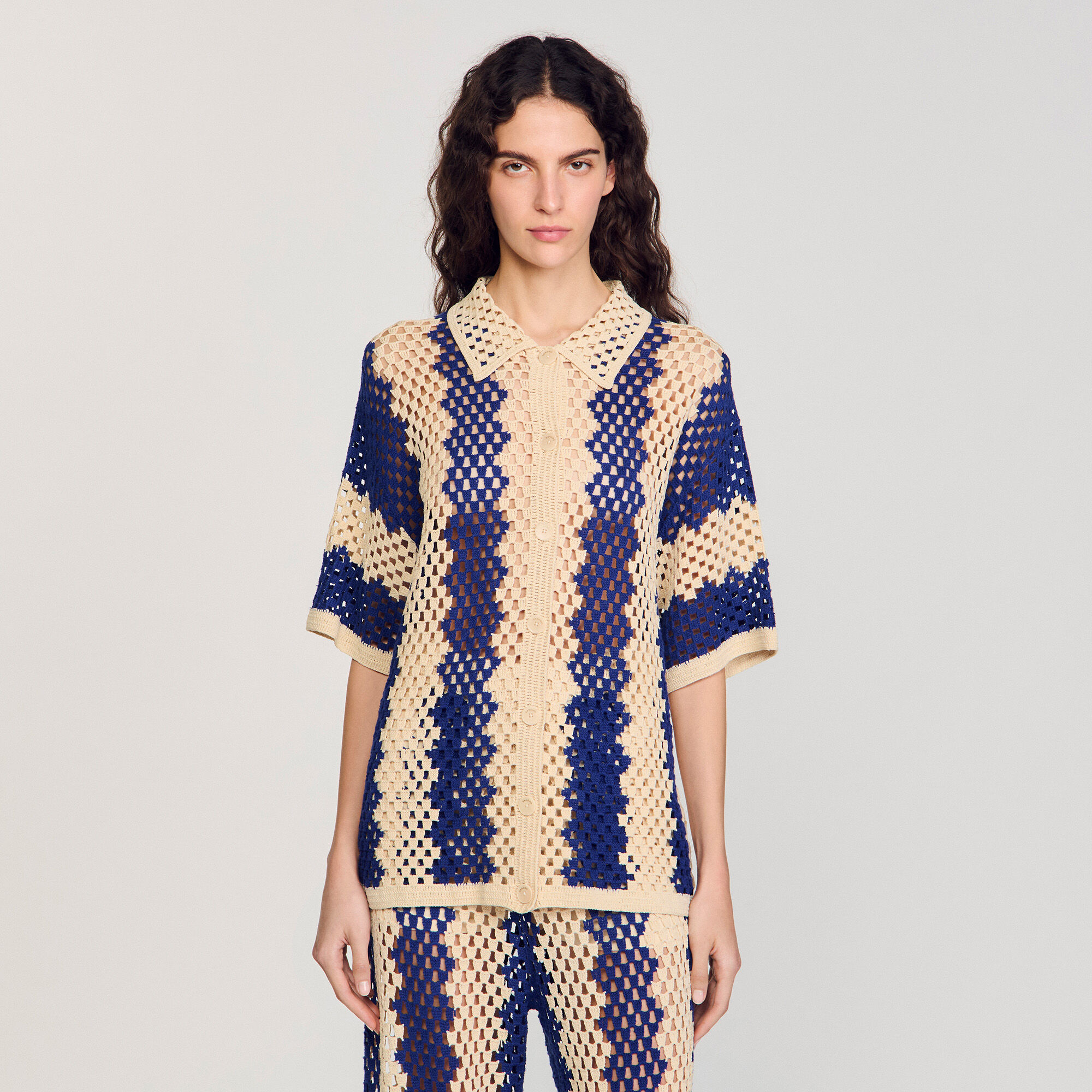 Two-tone knit cardigan
