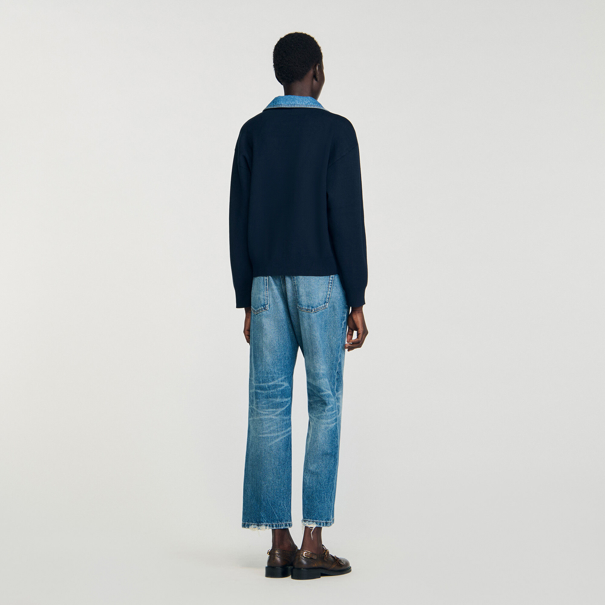 Jumper with denim details