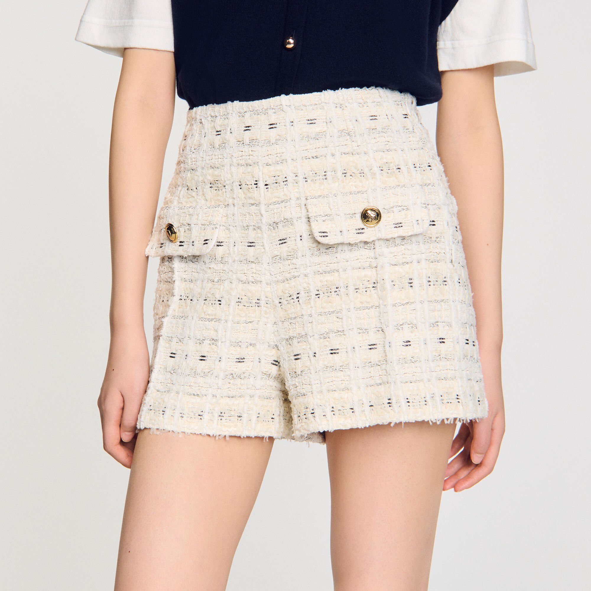 Decorative tweed shorts