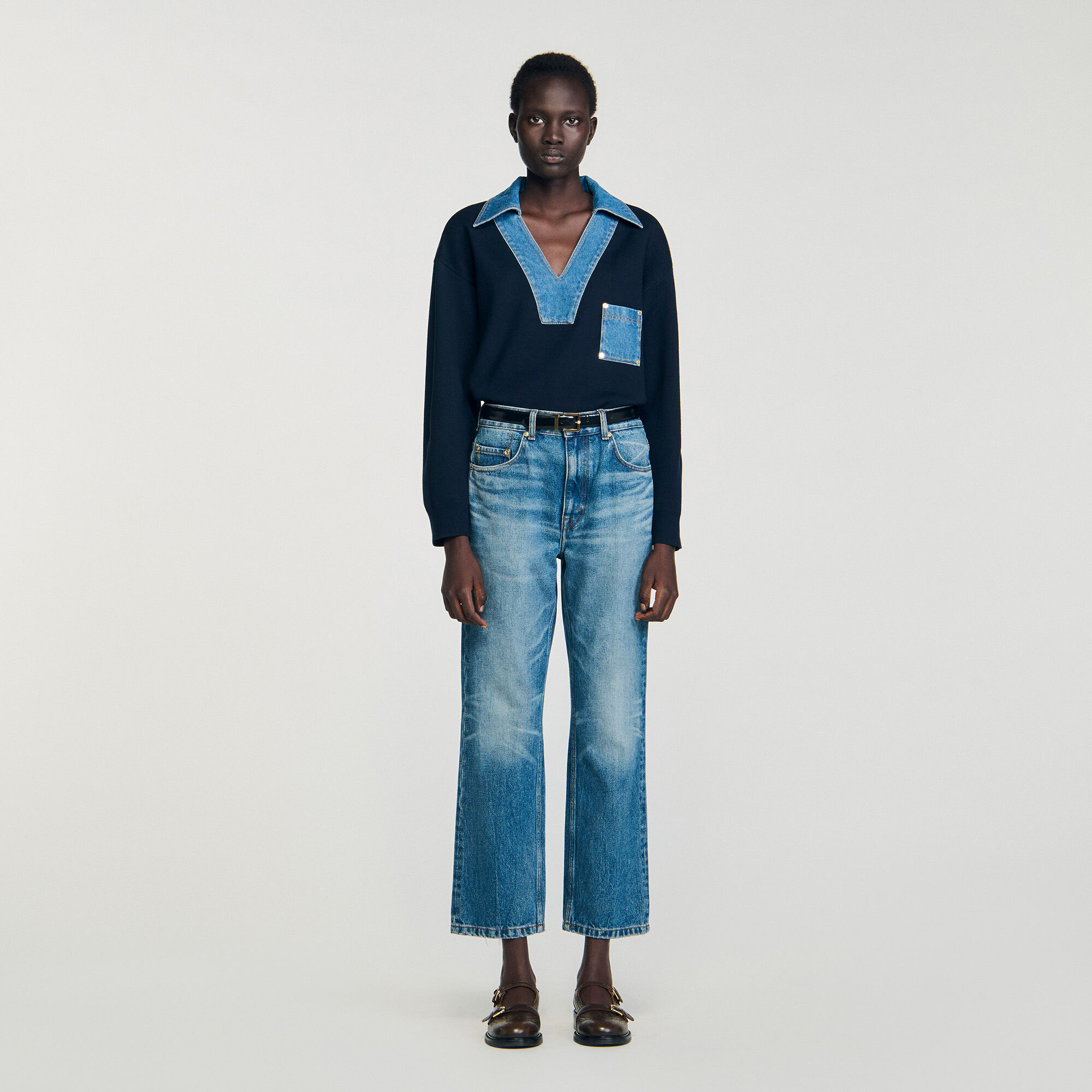 Jumper with denim details