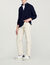 Zip-up cardigan with a striped collar