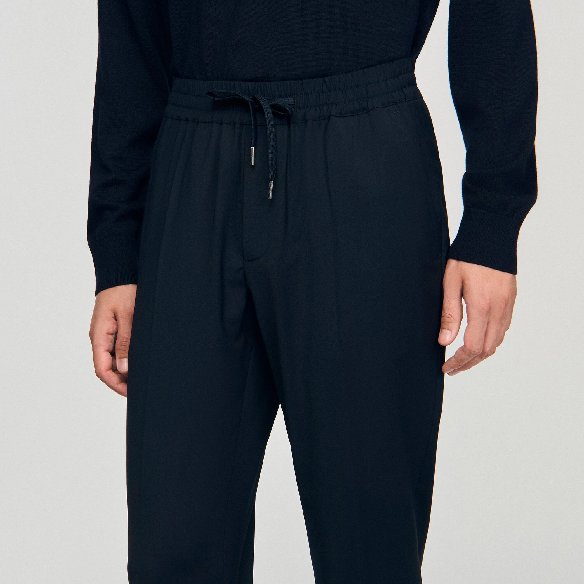 Elasticated straight-leg trousers