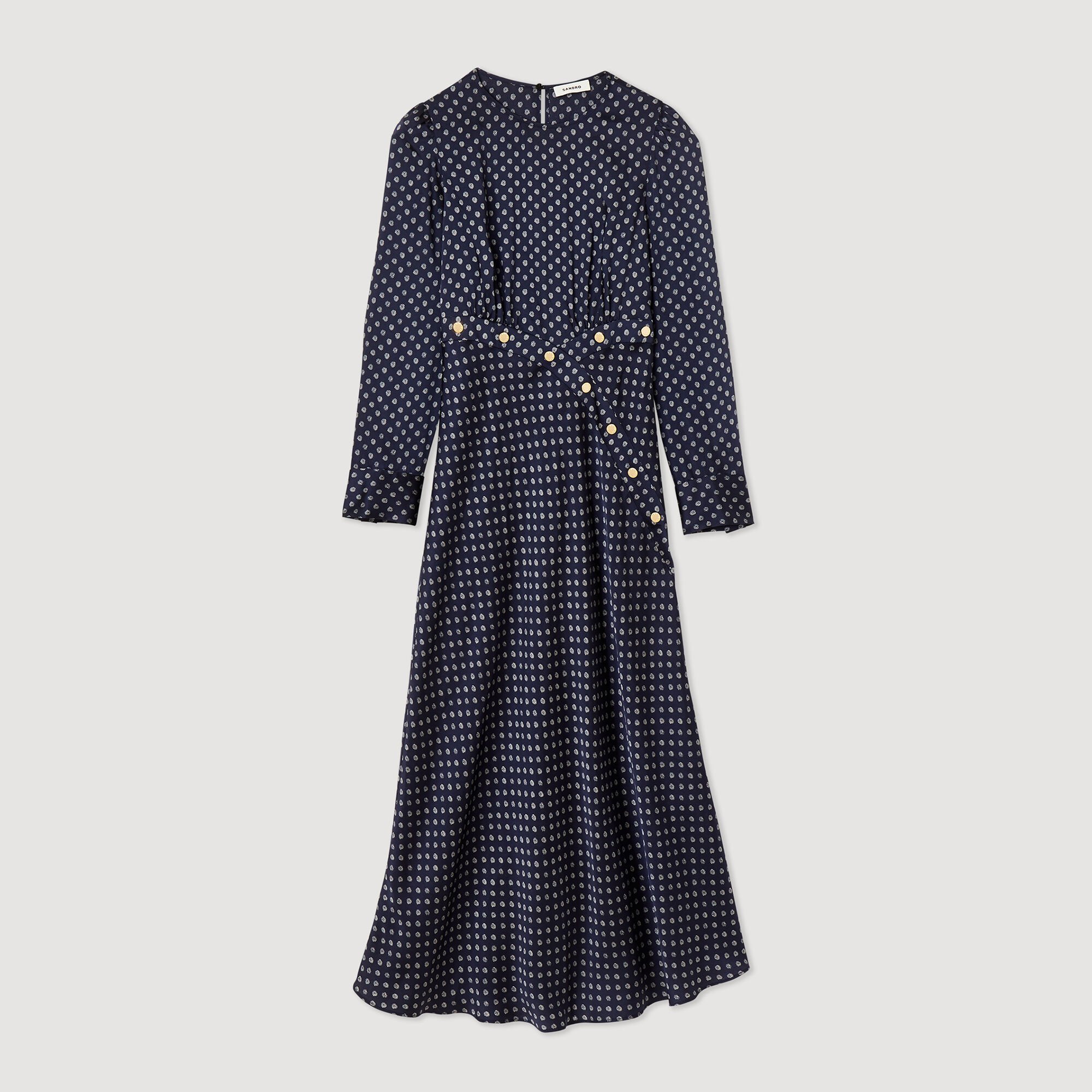 Long flowing dress with polka-dot print