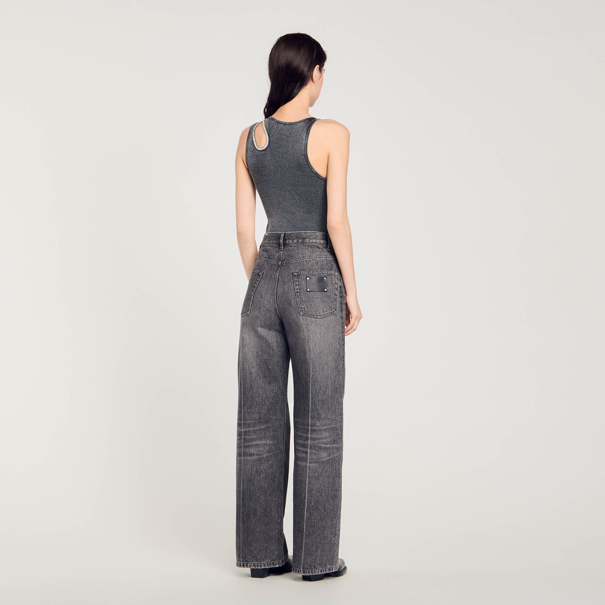 Rhinestone one-shoulder bodysuit