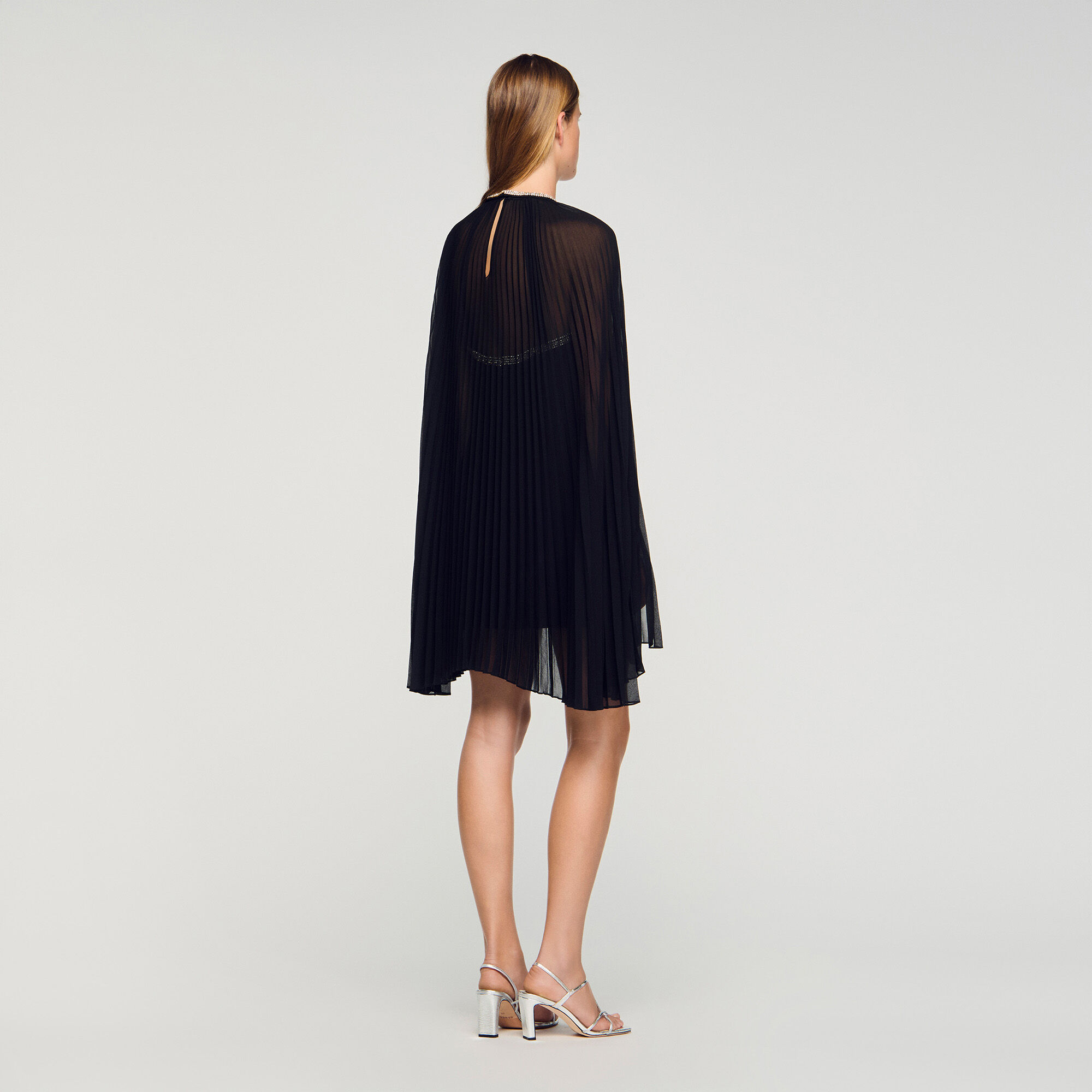 Short cape dress with rhinestones