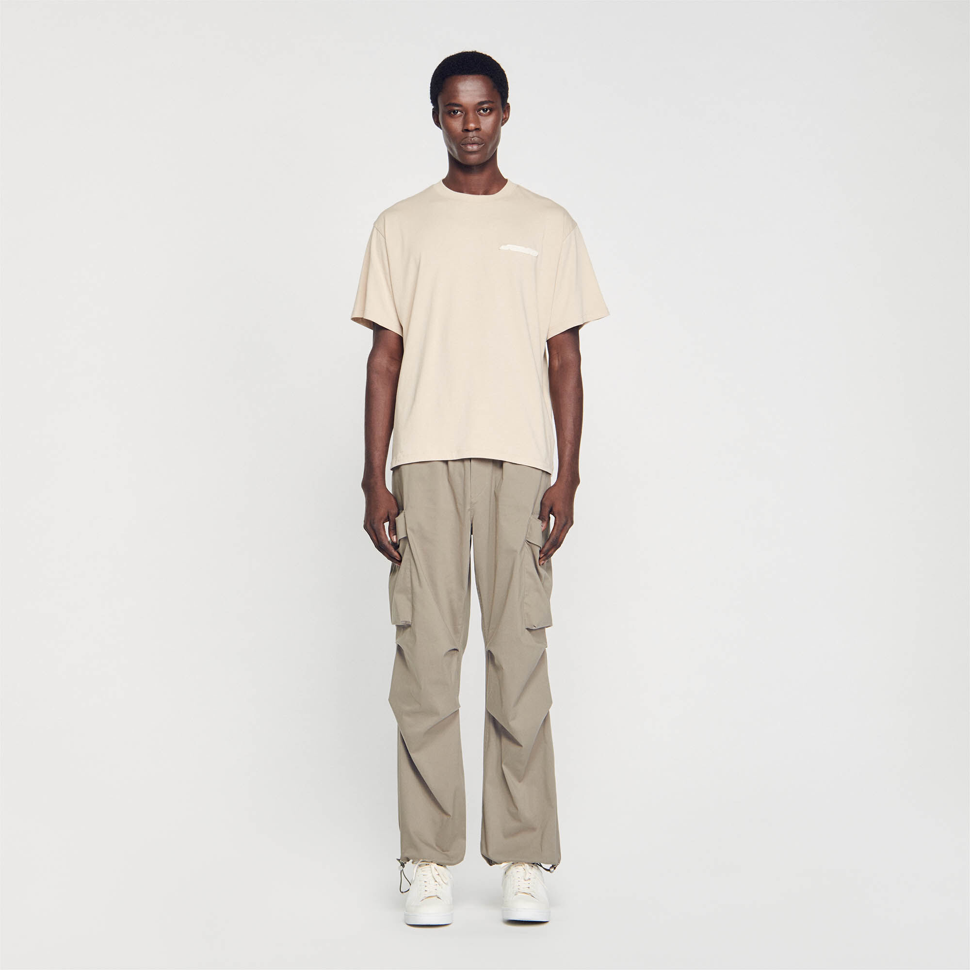 Cotton T shirt Natural Sandro Paris