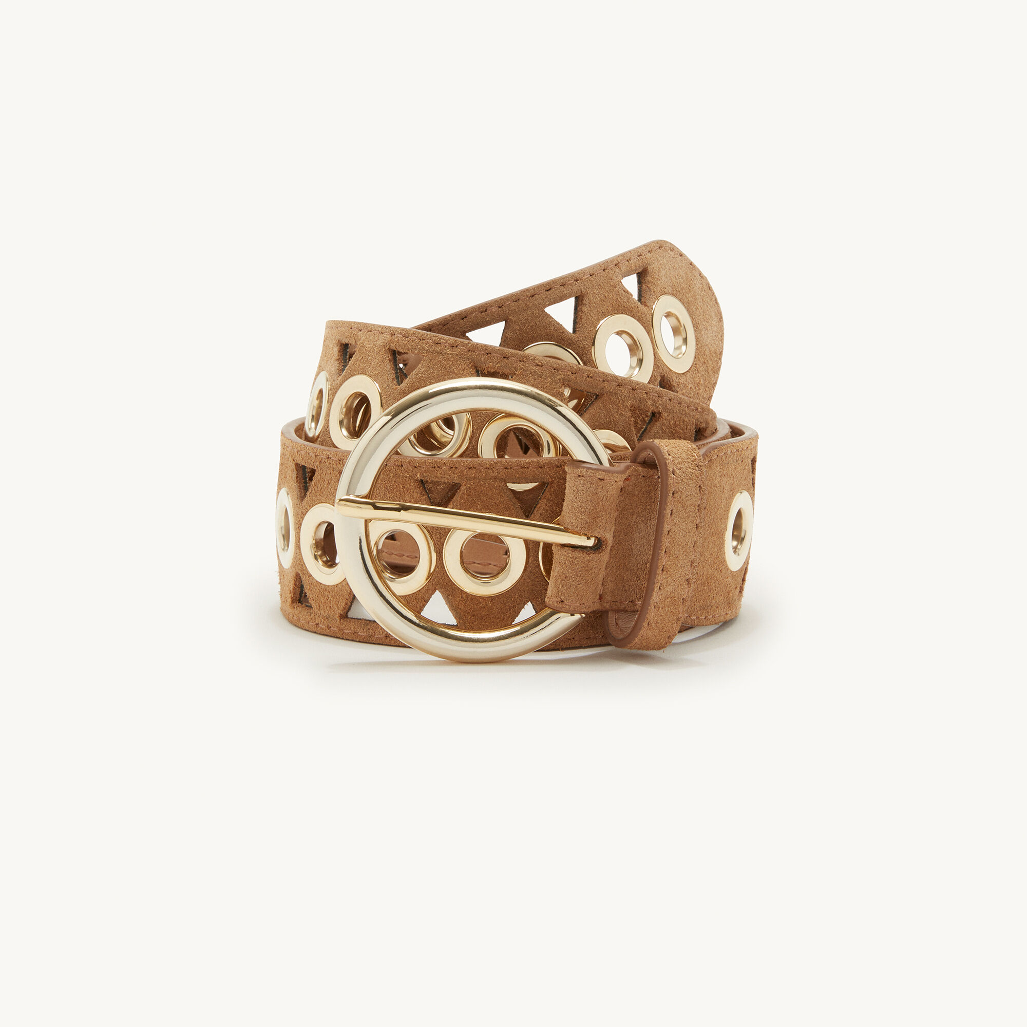 Leather belt with eyelets