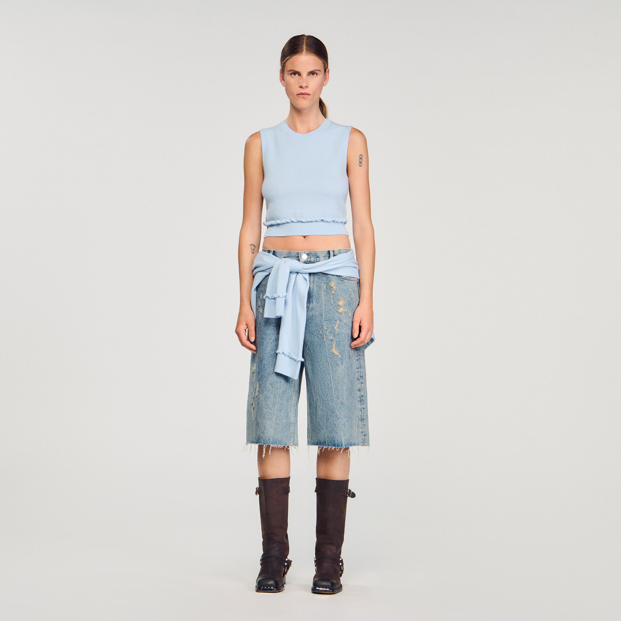 Ruffled cropped jumper